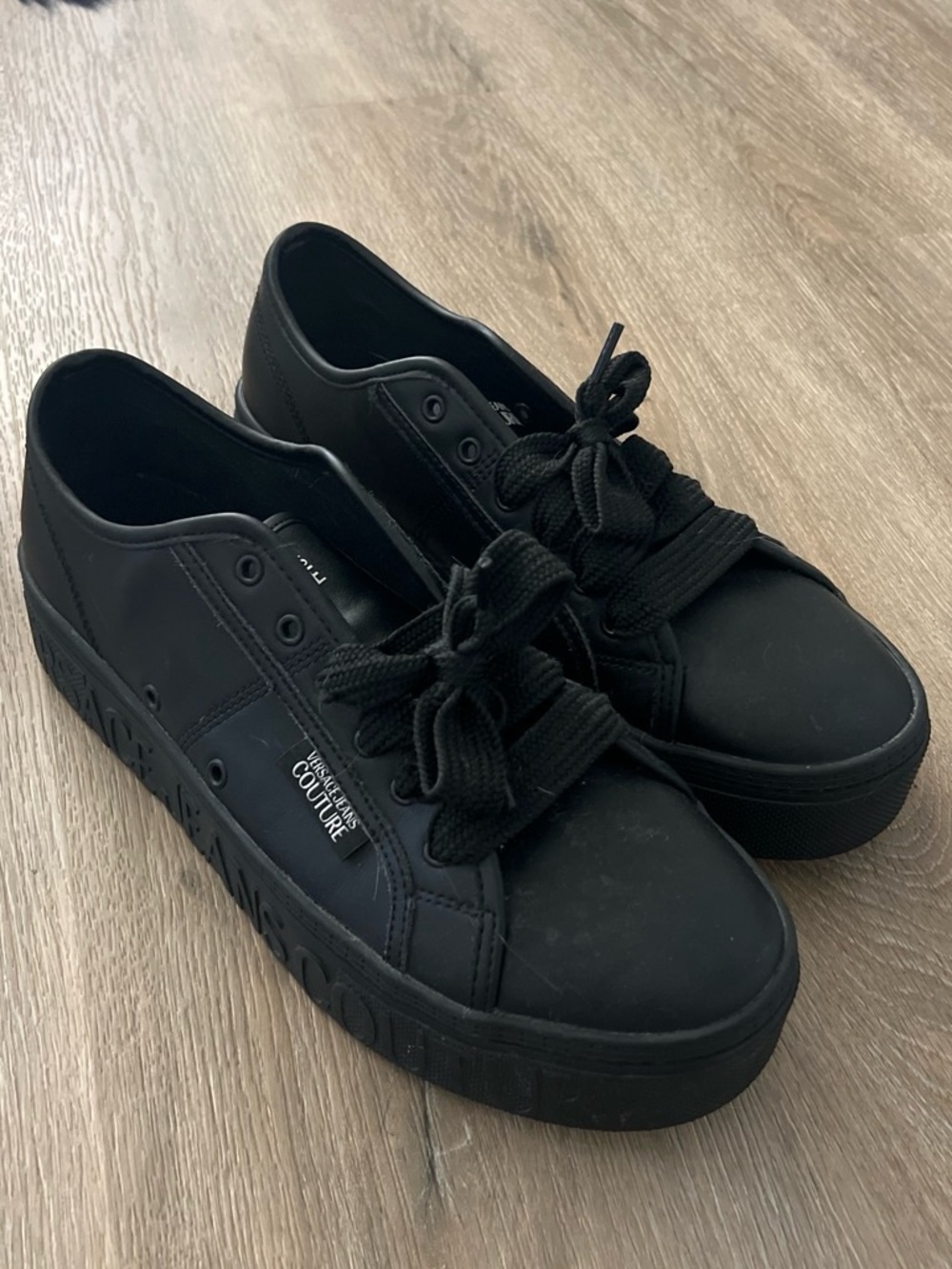 Versace Jeans Collection Black Rubber Sole Sneakers